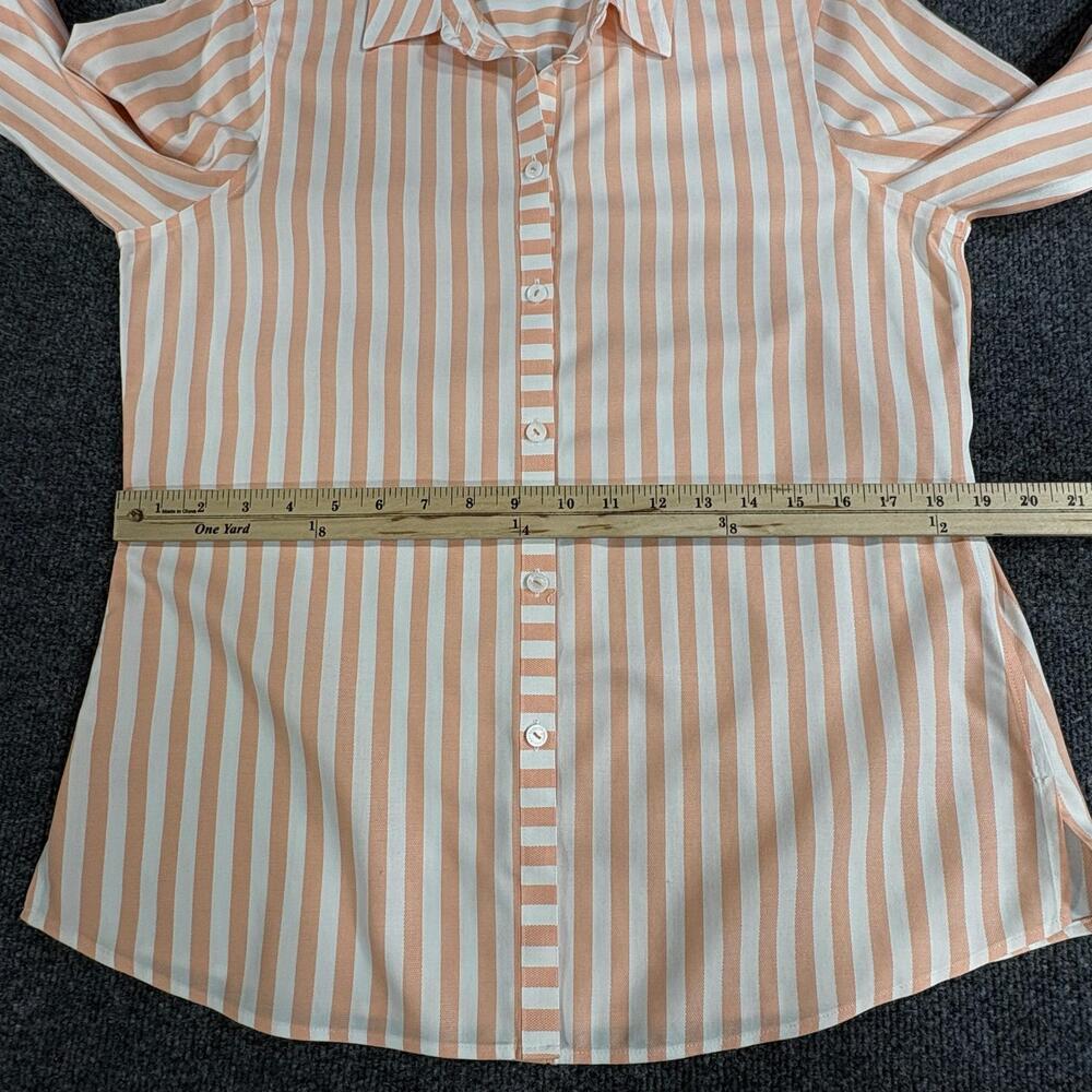 Foxcroft Button Up Shirt Womens 8 Orange Stripe Heritage Non Iron 3/4 Sleeve Top - Picture 12 of 16